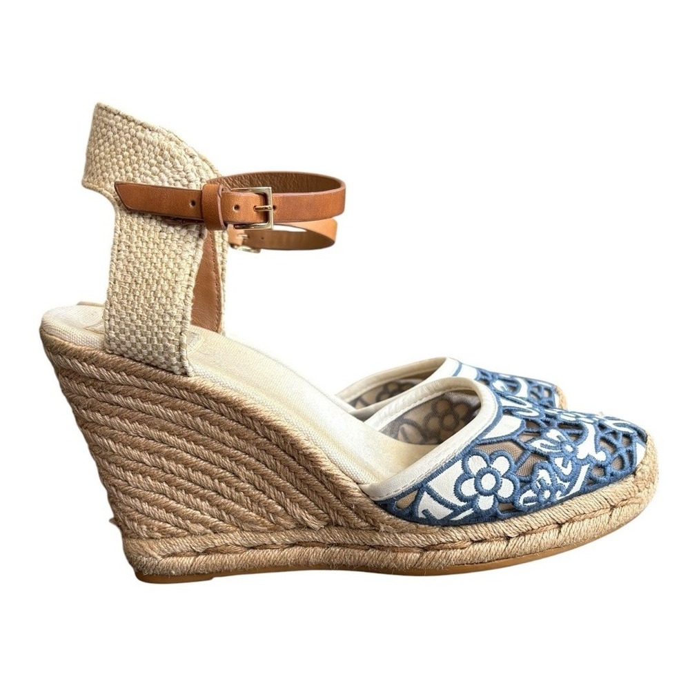 Tory Burch Lucia Lace Espadrilles Wedge Size 11 Cottage Boho Romantic - Picture 4 of 9